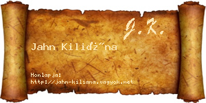 Jahn Kiliána névjegykártya